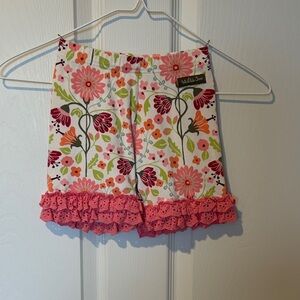 Matilda Jane Floral Shorts with Pink Lace Trim